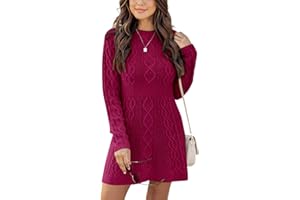 Ebifin Robe Pull Femme élégante Robe Hiver Casual Manches Longues Trapèze Col Rond Pull Automne