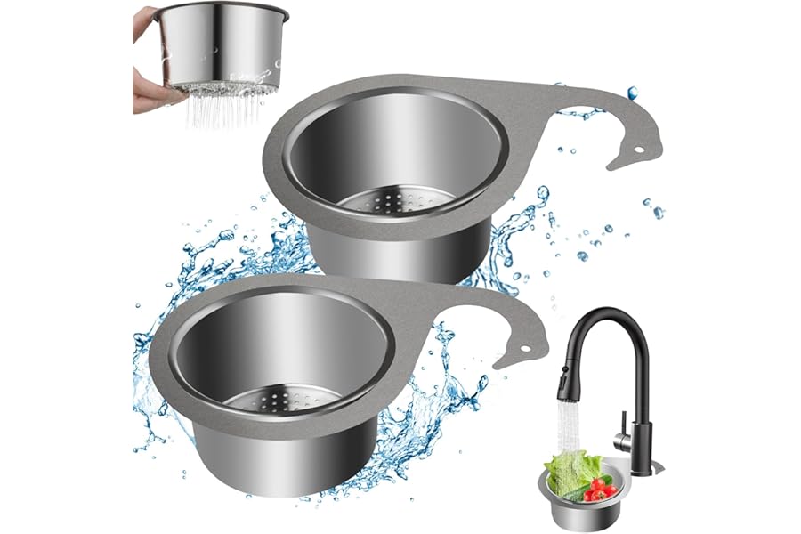 Jogoico Stainless Steel Swan Sink Strainer Basket 2 PCS Kitchen Sink Drain Basket Multifunctional Corner Sink Strainer Basket Faucet Hanging Filter Draining Rack for Fruit Vegetable Kitchen Waste