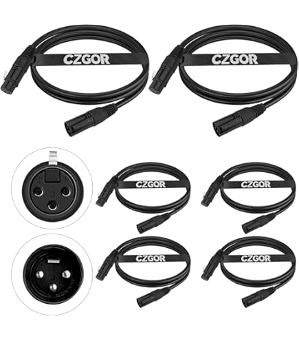 8 Pack 3-Pin DMX Cables (3.2ft / 1m) - XLR Male To Female, Metal Connectors For Stage & DJ Lighting