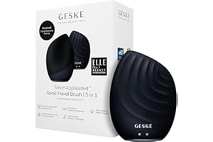 GESKE | Cepillo facial SmartAppGuided™ 5 en 1 | Cepillo de limpieza facial eléctrico | Cepillo de silicona suave | Limpieza facial profesional | Dispositivo de limpieza facial | masajeador facial