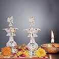 7X3 Inch Diya Made by Pure German Silver for Home Pooja Decor K4239