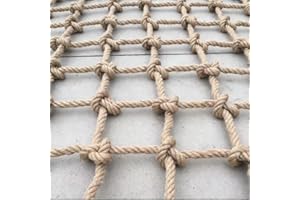 BZPOVB Jute Hemp Rope Nets for Safety and Decorative,Rope Ladder for Kids and Pet,Versatile Rope Net,Tree House Climbing Child Safety Stair Balcony Railing Protection Net(3.2x9.8ft),Square Mesh