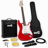 RockJam RJEG02-SK-RD Electric Guitar Kit | Beginner Electric Guitar Kit with 10 Watt Amplifier, Gig Bag, Strap, Cable, Picks