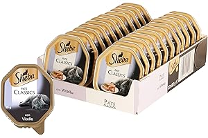Sheba Paté Classics - Nourriture pour Chat avec Veau et Poulet - 22 bacs de 85 g - Total 1870 g