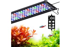 ‎SEAOURA SEAOURA Lampa do akwarium 45-60 cm, pełne spektrum LED, 24/7 DIY timer 8 kolorów pamięci i 20 poziomów wbudowany cykl dzień/noc regulowany stojak słodkowodny