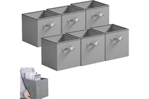 Eidoct Cube Storage Boxes, 6 Pack Foldable Storage Cubes Storage Box with Handles for Organising Clothes, Grey