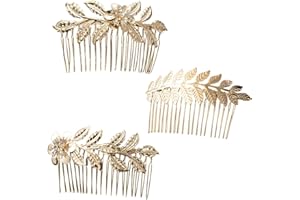 Fezf 3 Piezas Peine lateral para el Pelo de Hoja Oro, Accesorios Para el Cabello para niña, decoración