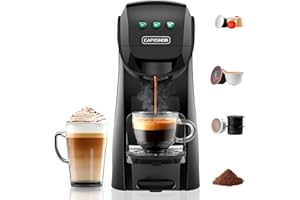 CAPXSNOB Warriors1 3en1 Cafetière à Capsules pour Nespresso, Dolce Gusto et Café Moulu, Température et Taille Tasse Réglable, 20 bars, 0.8 L, Machine à Café pour Maison et Bureau (Noir)