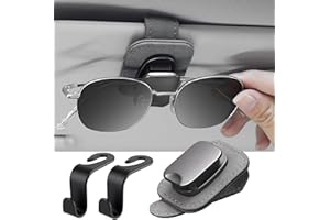 CHUAINXIN Sonnenbrillenhalter Auto, Leder Brillenhalter für Auto Sonnenblende, Grau Brillenhalterung Auto, Brillenclip Sonnenblende, Sonnenbrille Halterung Auto, Universal Auto Visier Zubehör, mit 2 Auto Haken