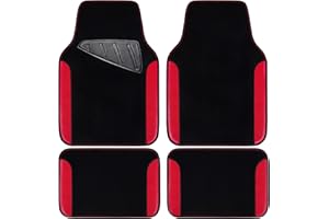 CAR PASS Rainbow Lot de 4 Tapis de Voiture imperméable et Universel avec Revers antidérapant pour SUV, camionnettes, berlines, camions, Automobile (Noir et Rouge)