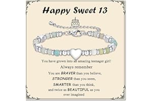 ilasif 12th 13th 16th 18th Birthday Gift for Girls | Stainless Steel Bracelets for Birthday Gifts Girl | Light Green Heart Beaded Bracelet | Friendship Freely Adjustable Bracelet