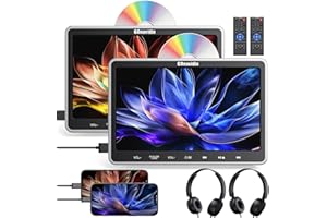 GOnavidio HDMI-in Lecteur DVD Voiture 2 ecrans indépendant,Non Batterie, 10.1" ecran pour Voiture Siege arrière