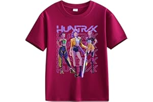 Générique K-Pop D-Emon Hunters T-Shirt Ample à Manches Bouffantes Et Col Rond Pour Filles T-Shirts Avec énonciations Drôles Style Streetwear Crop Top Cosplay Halloween Party Mode Fille Et Ado 2-13 Ans