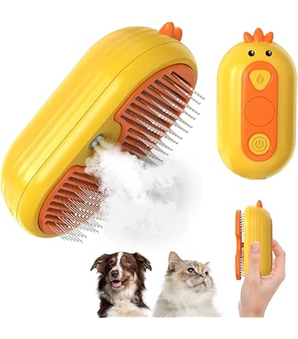 2-in-1 stoomborstel voor katten en honden, met spray voor het verwijderen van kreukelhaar, voor lang/kort haar