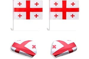 Sonia Originelli Fanset Fanartikel Fahnen für das Auto Spiegelfahnen Fensterfahnen WM EM, Farbe: Georgien