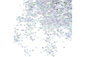 Darbermu 30g Star Confetti Silver Star Table Confetti, 6mm Metallic Glitter Foil Sprinkles Confetti, Sequins Star Confetti for Birthday Wedding Party Halloween Christmas Decoration, 0.6cm, A10002