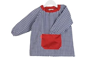 KLOTTZ-Poncho-C-Babi Escolar Infantil sin Botones con Bolsillos Combinados. Bata guardería Tipo Poncho. Mandilón Cuadros. No Hace bolillos. Fabricado en España.