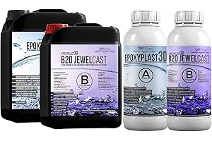 DIPON.DE HIGH PERFORMANCE LIQUIDS & PIGMENTS 3,0 KG Résine époxy EpoxyPlast 3D B20 Jewel Cast I Ultra Diamond Clear I Excellente protection anti-UV I Résine de coulée pour bijoux I Sans BPA I Produit de qualité supérieure I Bois I Verre