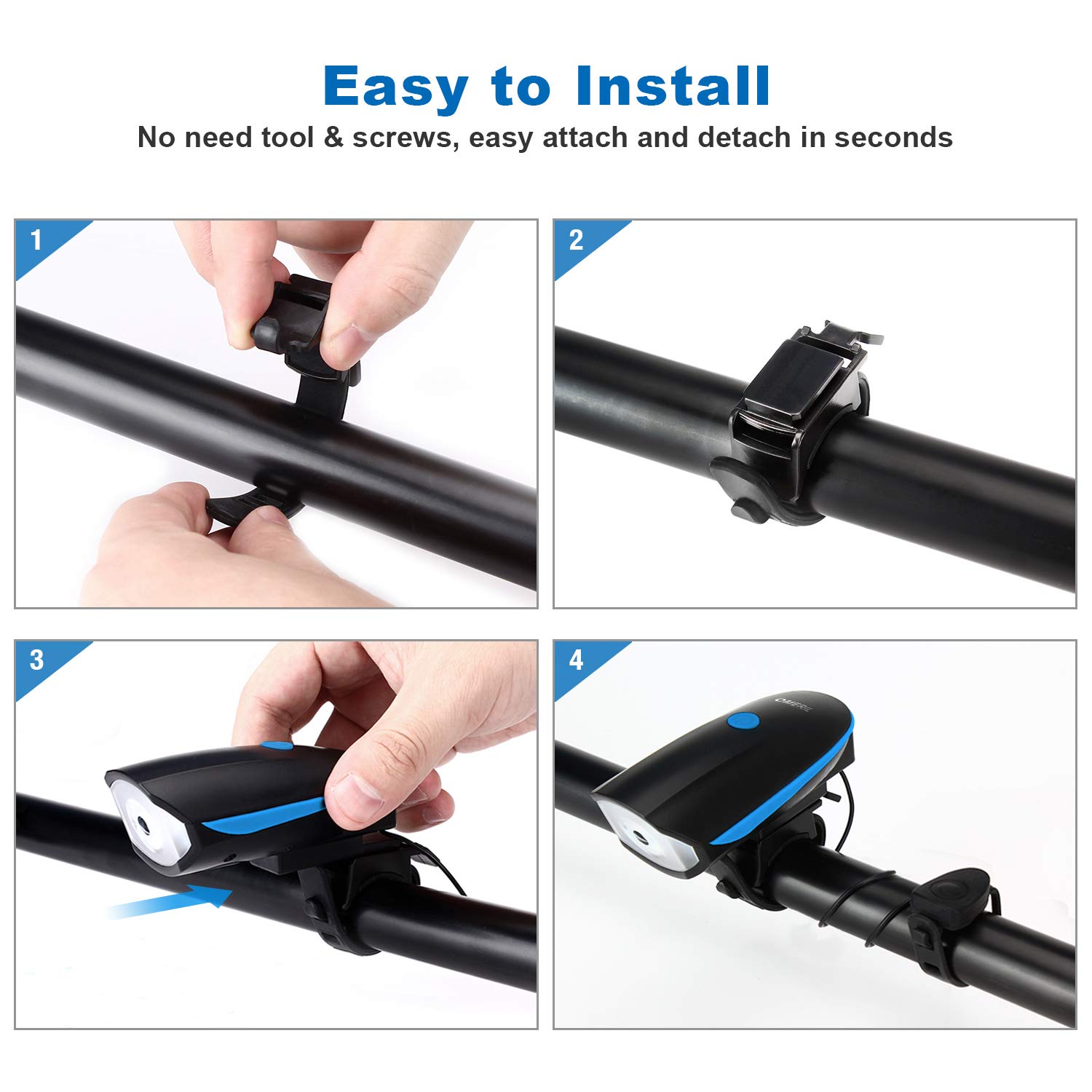 OMERIL Luci Bicicletta, Luci Bici Anteriore e Posteriore USB Ricaricabile e Impermeabile IP65, Super Luminoso Luci per… - immagine 6