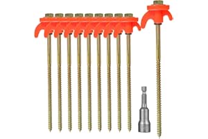 KEELYY 10x Zeltheringe Schraubheringe, Heringe Stahl mit Gewinde, Heringe Erdnägel Stabil für Camping und Outdoor, Zelthaken für harten Boden,Wald, Wiesen, Gras, Robust & Stark
