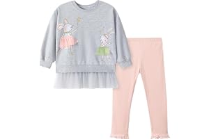 TCWWBB Girls Clothes Set Kids Outfits Toddler Cute Unicorn Bunny Dancing Print Cotton jumper long Sleeve Shirt Dresses Tops Leggings Trousers Pants 2 Piece Clothing Set Age 1-7 Years Old