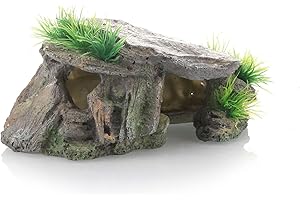 Ctpeng Aquarium-Höhle,Landschaftsdekoration, Betta-Buntbarsch,Versteckt Höhle,Felsen,Ornament für Aquarien(Harz,14.5X8.5X7.5 cm)