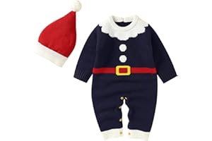 Geagodelia Carino Natale Maglioni Cappotto da Neonati Unisex Manica Lunga Pagliaccetti Lavorati a Maglia Tuta Renna Abiti Complessivi 0-18 Mesi da Bambini