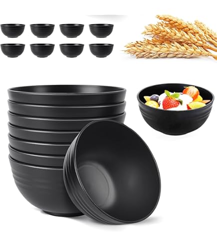 Hocadrv 6-delig set Müslischalen Salade Schüsseln Set Groot Kunststof Schaal Saladeschal Schüssel Camping Onbreekbaar Set Soepkom voor Salade Ramen Soepen Müsli Noedels Rijst (6 Kleuren