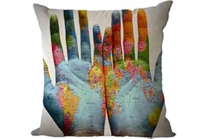 Nunubee World Map Cushion Covers Kitchen Linen and Textiles Children's Bedding Pillow Case 45 x 45 cm Style 12