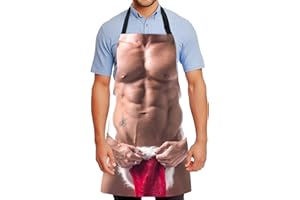 FunChaos Grembiule da Cucina Creativo Uomo Muscoloso 3D, Grembiule Regolabile, Impermeabile e Divertente per BBQ, Cosplay e Feste, Regalo per Uomini, Papà, Marito o Fidanzato