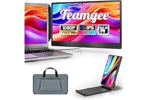 Teamgee Portable Monitor for Laptop - 14’’ FHD HDR dual Laptop Screen for 13’’-17.3’’ Mac Windows Chrome - USB-A/USB-C/HDMI