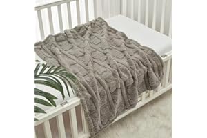 CREVENT Kuschelige, weiche, warme Sherpa-Babydecke für Mädchen und Jungen, Neugeborenen-Essentials für Säuglinge, Babyparty, Geschenk – Hellbrauner Bär, 75 x 100 cm