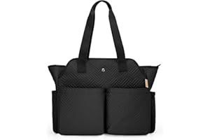 Fasrom Teacher Bag for Work Women, Large Utility Tote Bag with Laptop Compartment for Teacher Essentials (Empty Bag Only), Black