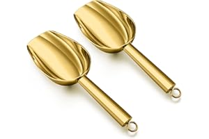 ‎HEROGO Herogo Mehlschaufel, Edelstahl Eisschaufel 2er-Set, 18x6 cm, Eisportionierer Abfüllschaufel Kaffeeschaufel für Küche, Hochzeit, Mehl, Futter, Lebensmittel, Süßigkeiten, Spülmaschinenfest (Gold)