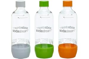 SodaStream Bottle 2 + 1, Made of Shatter-Proof Crystal Clear PET and Free from BPA, White, Green, Orange, je 1 Liter