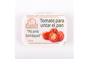Caster Tomate Natural Triturado Monodosis- 144 Tarrinas de 18gr - Tomate Rallado para Untar - Con Aceite De Oliva Virgen Extra.