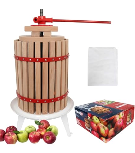 Pressoir à Fruits Manuel 2 L Pressoir à Vin en Acier Inoxydable Base en Bois