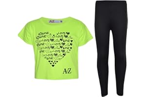 A2Z 4 Kids® Girls Top Kids Love Print Stylish Crop Top & Fashion Legging Set New Age 5 6 7 8 9 10 11 12 13 Years