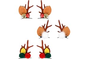 AWCIGG 3 pary świątecznych akcesoriów do włosów, spinki do włosów w kształcie renifera, 6 sztuk, ozdoby świąteczne, akcesoria do nakrycia głowy, świąteczne spinki do włosów damskie