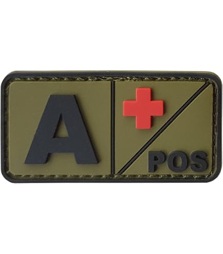 Helikon Set Di 2 Toppe In PVC Con Gruppo Sanguigno – Oliva Verde – Morbide, Aggancio Velcro, Per Uniformi E Tattico