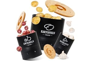 GREELUE Premium Kartoffel Aufbewahrungsbox [3er Set], Kartoffeln, Zwiebeln und Knoblauch Aufbewahrung, Hält Gemüse Länger Frisch (SET02)
