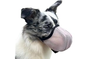 DIKETONE Bozal Anti Ingestas,Bozal Perro,Evitar Que Masticar/Alimentar/Morder Bozal para Perros Pequeños,Ajustable Reflectante Transpirable Bozales para Perros Grandes (Rosado, S)