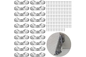 VOCIBO&reg; 20 Connettori Piatti In Acciaio Inox, 76 X 16 X 2 Mm, Piastre Forate, Angolo Piccolo Con Vite Per Montaggio Ad Angolo, Staffa, Mobili, Tavolo, Sedia, Libreria