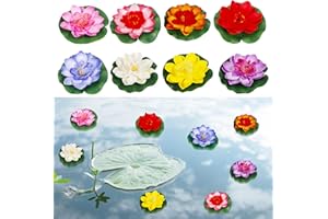 RosewineC 8 Stück Schwimmende Blumen, Künstliche Seerosen, Schwimmend Lotusblüten, Eva Lotus Flower Lotusblüte Wasserlilie,Artificial Lotus,Seerose,Wasserlilie Schwimmende Garten Pool