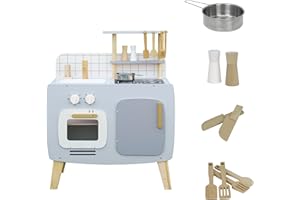 JOCCA - Cocina de Madera Infantil | Cocinita Juguete Niños Niñas con Accesorios | Vintage Retro Cocinita para Niños | Cocina Juguete Madera | Más de 3 años, 36 Meses