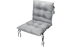‎GRAND FILIPPO Sitzkissen Gartenstuhl mit Rückenlehne 50 x 50 cm Grau - Beständig Gegen Schimmel und Feuchtigkeit - Handgefertigt Wasserdicht Sitzauflagen für Gartenstühle mit Befestigungsschnüre