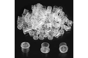 BIVOFU 100 Stück Tattoo Tintenbecher - 11 x 10mm Kunststoff Farbbehälter, Kleine Pigmentbecher, Professionelle Tattoo Farbkappen, Qualitätstattoozubehör, Transparent für Profis und Hobby-Tätowierer