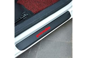 SYMILOV 4 Pezzi Fibra di Carbonio Battitacco per Auto Sticker, per Fi-at 500 500x 500l Panda Punto, Benvenuto Pedaliera Protezione Styling Auto E carrozzeria Adesivi Decorativi Accessori, Panda Red