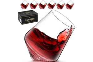 FAHIMEH Vasos Whisky Cristal Juego de 6, Vasos de Ron Personalizadas con Caja de Regalo, Vasos Vermut Giratorio de 300 Ml, Regalos Originales para Hombre para Degustar Cocktail Brandy Coñac Borbon