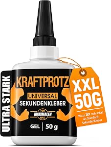 Sekundenkleber Universal Gel 50 g - Alleskleber Universalkleber CA Kleber | Tropffrei, spaltfüllend, transparent, wasser